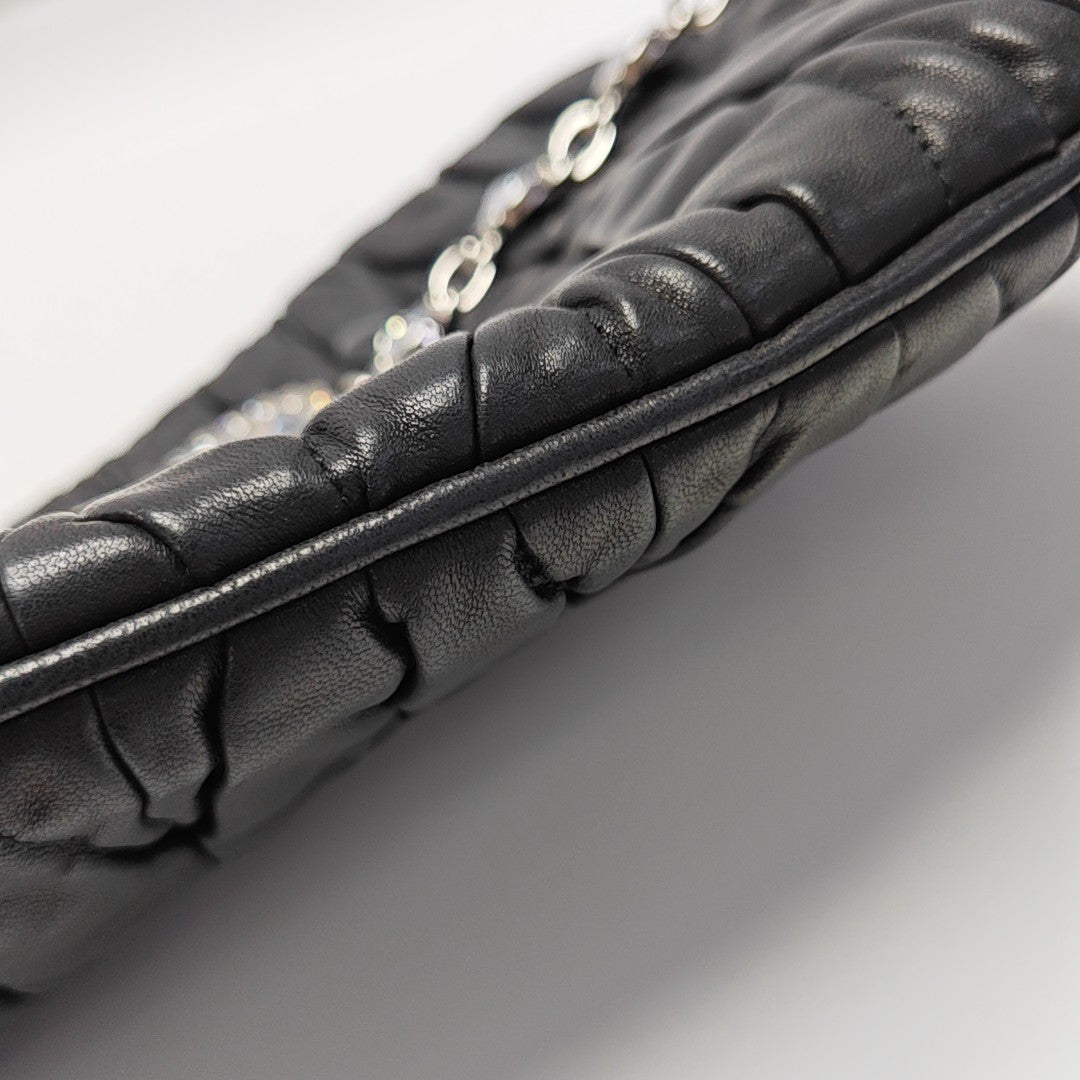 Quilted Lambskin Shoulder Bag Black