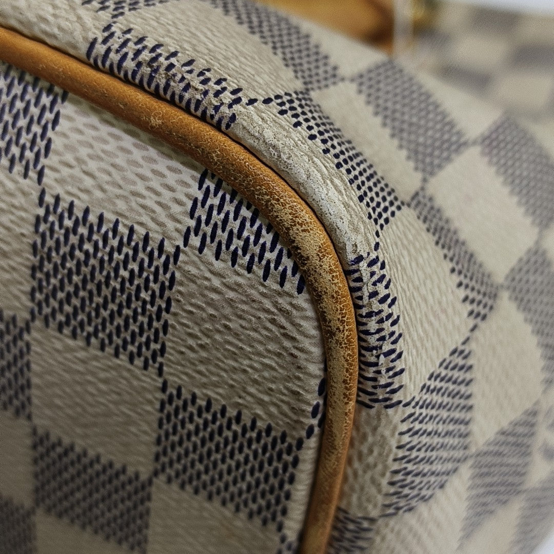 SALEYA PM Damier Azur Coated Canvas White