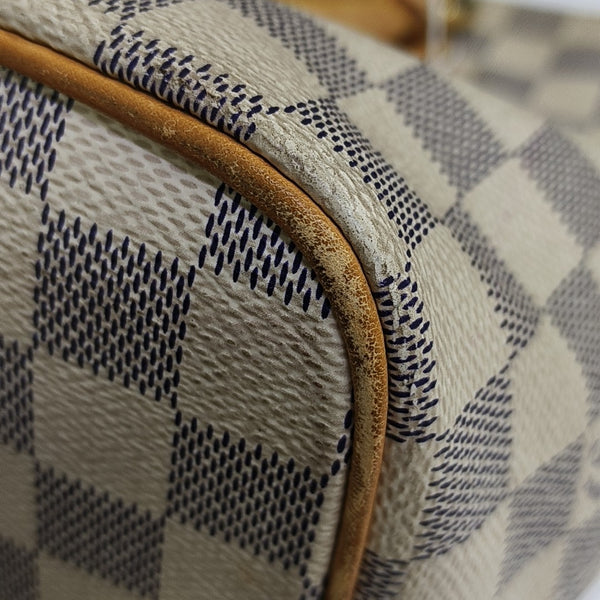 SALEYA PM Damier Azur Coated Canvas White