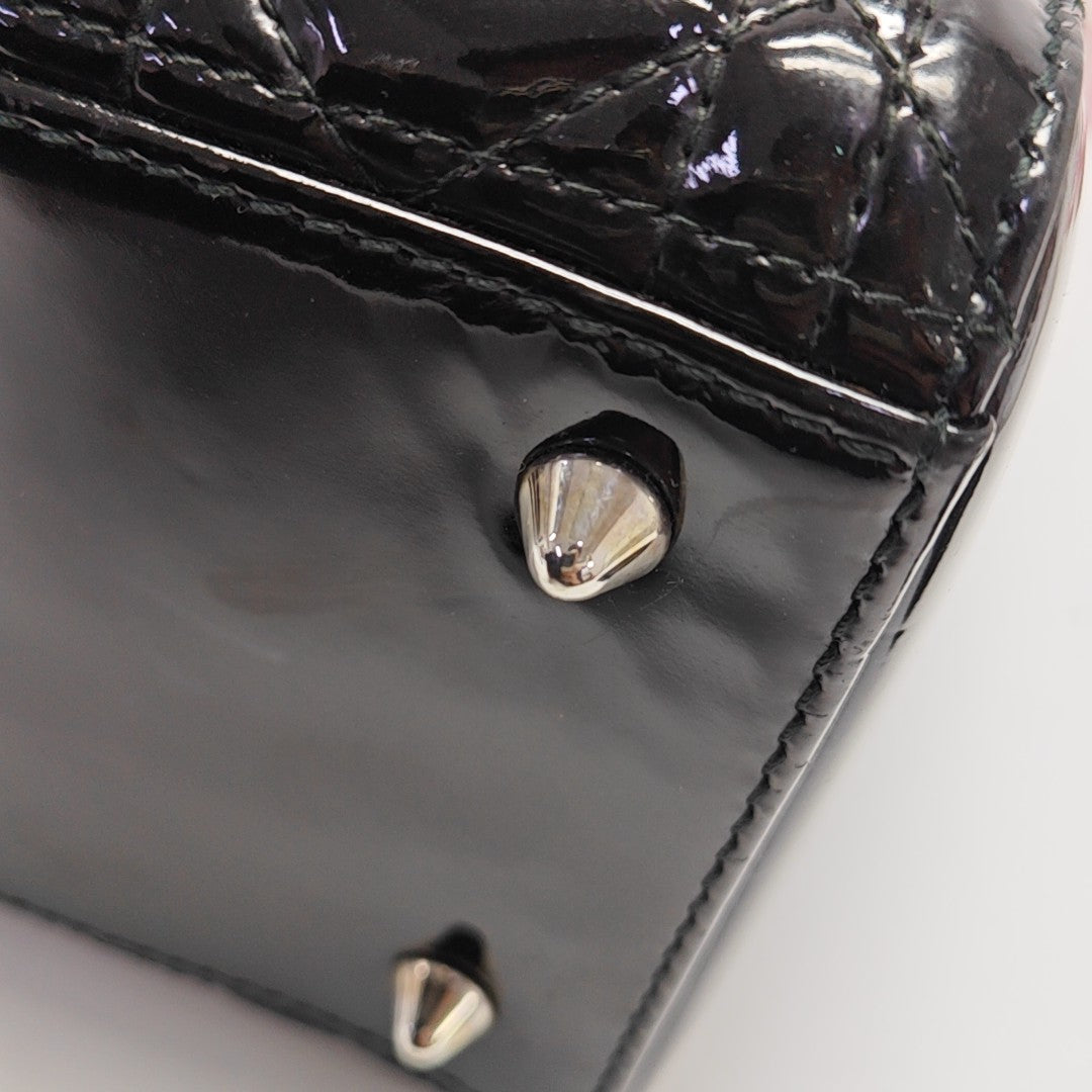 Lady Dior Medium Cannage Patent Leather Black