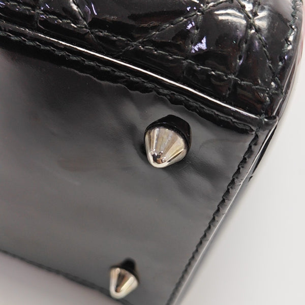 Lady Dior Medium Cannage Patent Leather Black