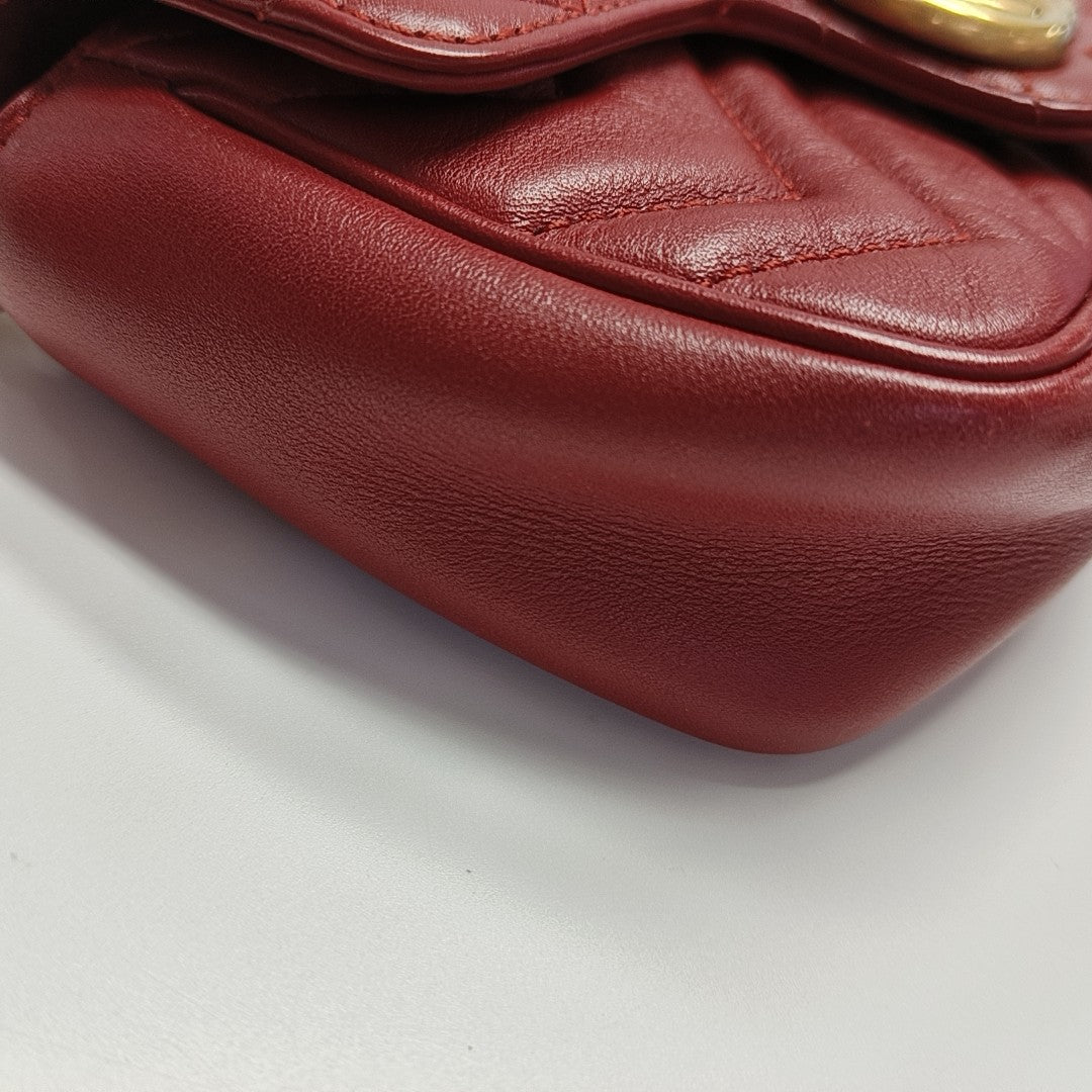 GG Marmont Mini Quilted Calfskin Red