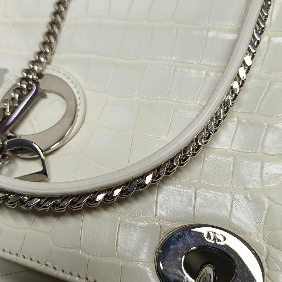 Lady Dior Mini Crocodile White