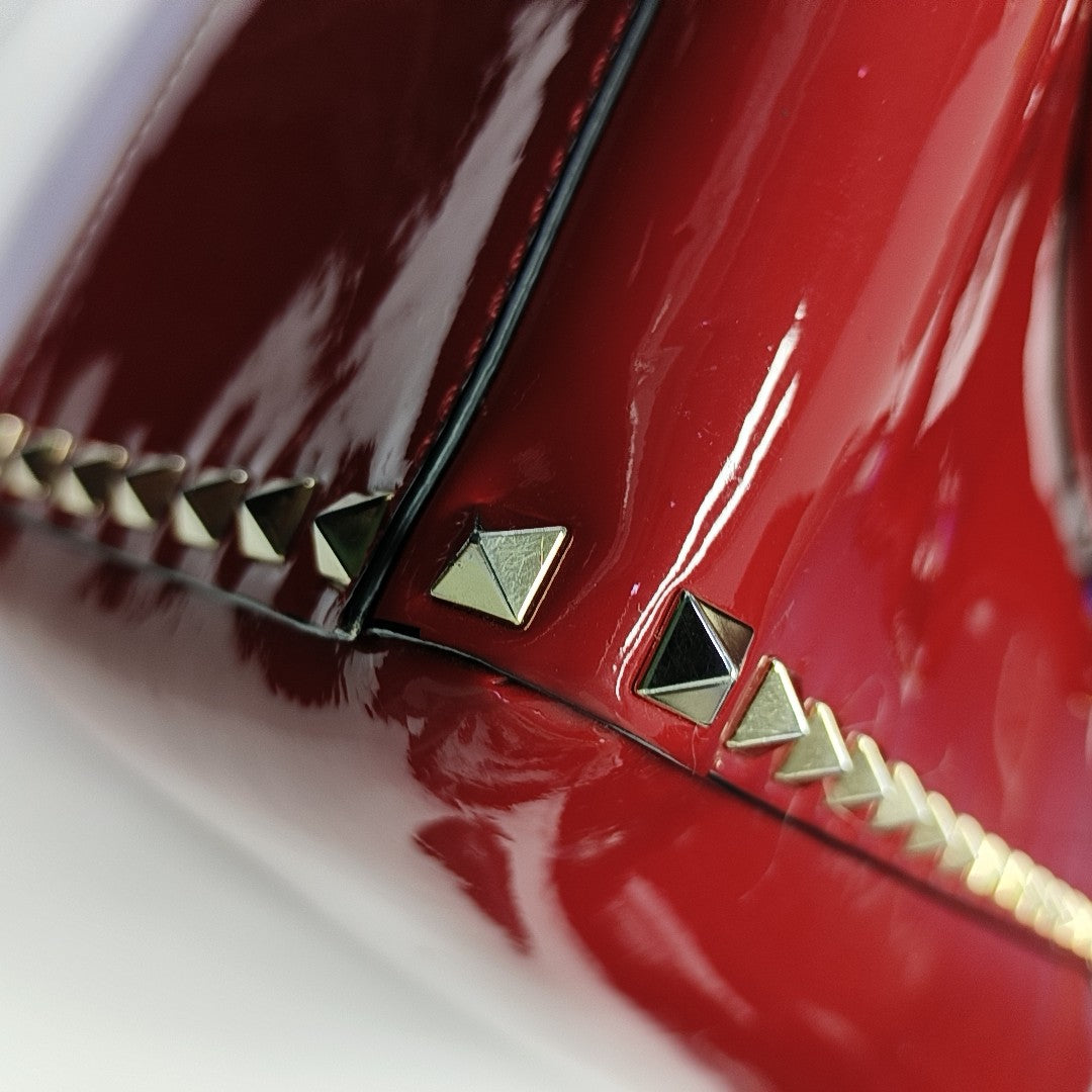 Rockstud Patent Leather Red
