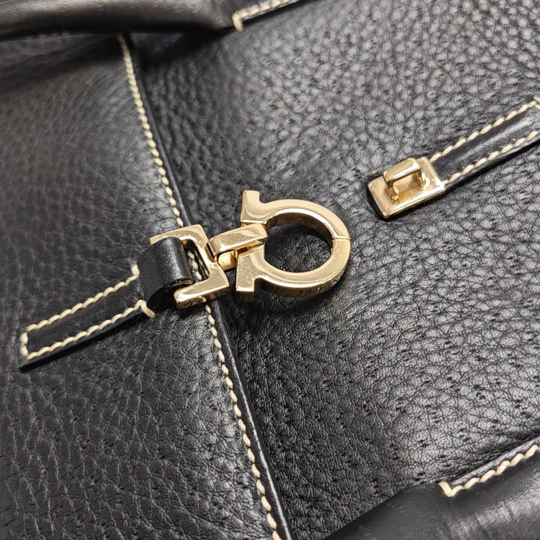 Calfskin Top Handle Bag Black