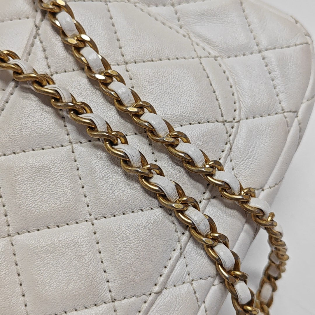 CLASSIC FLAP Mini Quilted Lambskin White