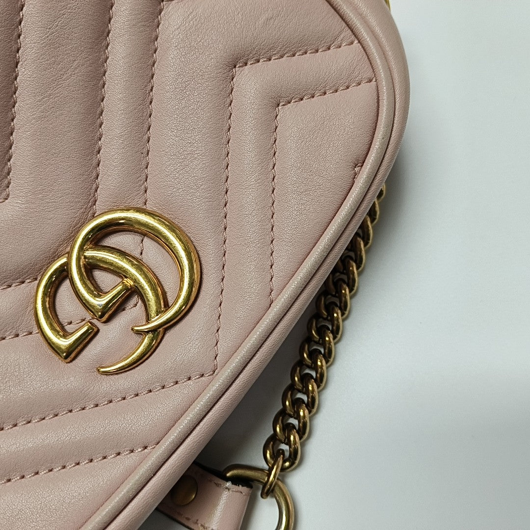 GG Marmont Mini Quilted Calfskin Pink