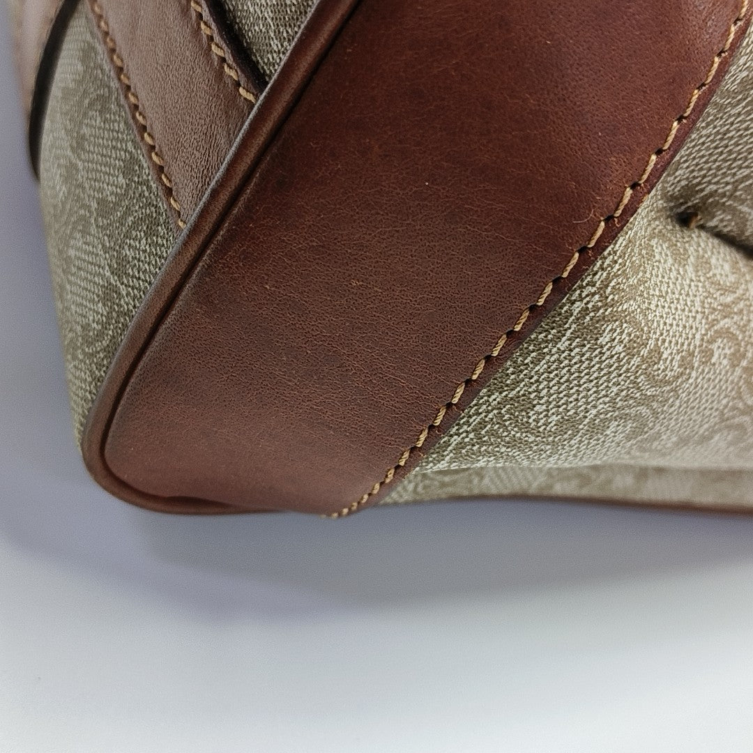 Coated Canvas Top Handle Bag Brown