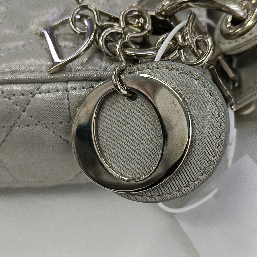Lady Dior Mini Cannage Lambskin Silver