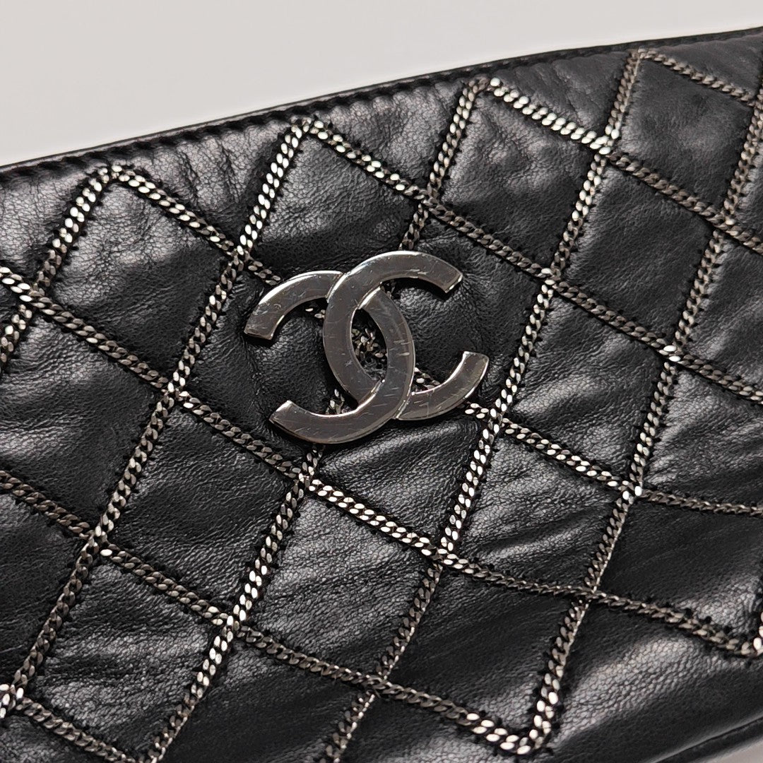 Quilted Lambskin Top Handle Bag Black