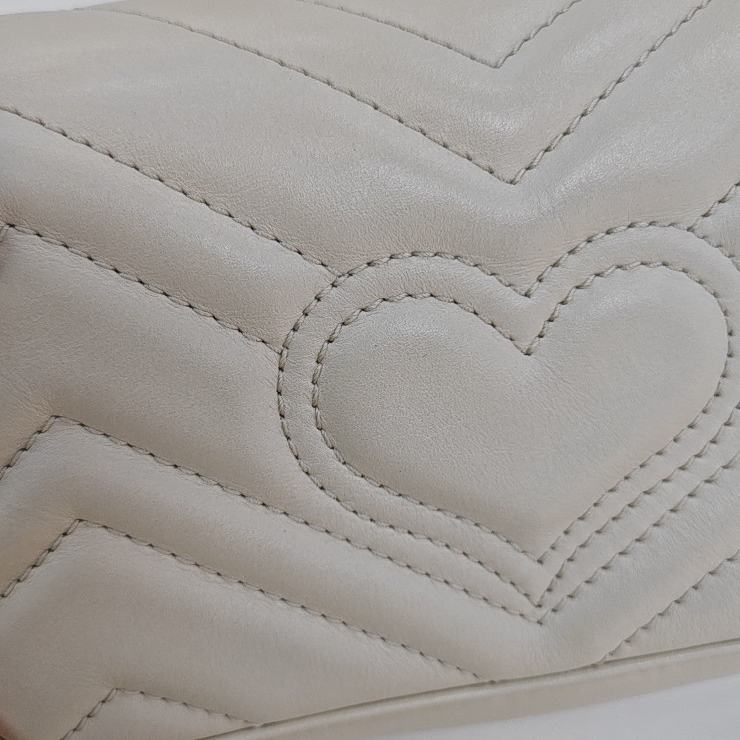 GG Marmont Mini Quilted Calfskin White