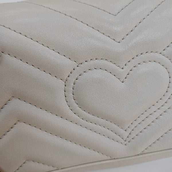 GG Marmont Mini Quilted Calfskin White