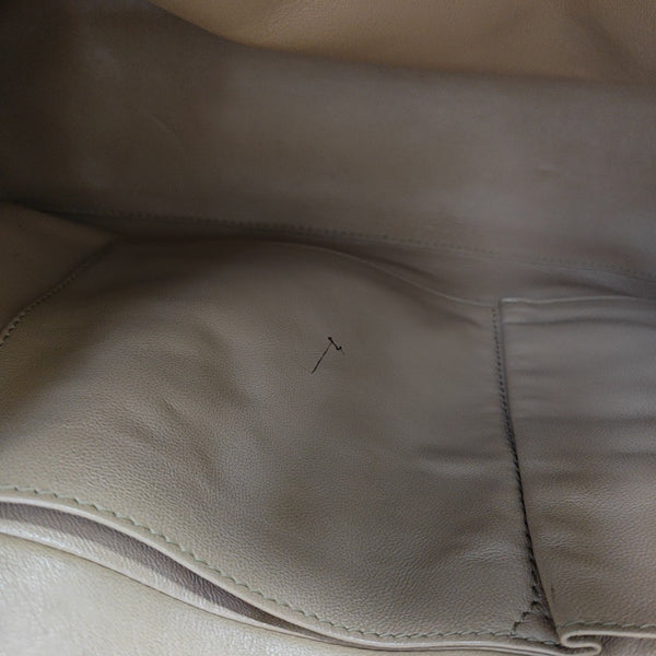 Cannage Calfskin Top Handle Bag Beige