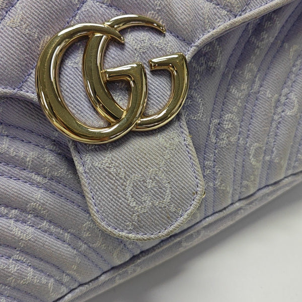 GG Marmont Medium Quilted Denim Purple