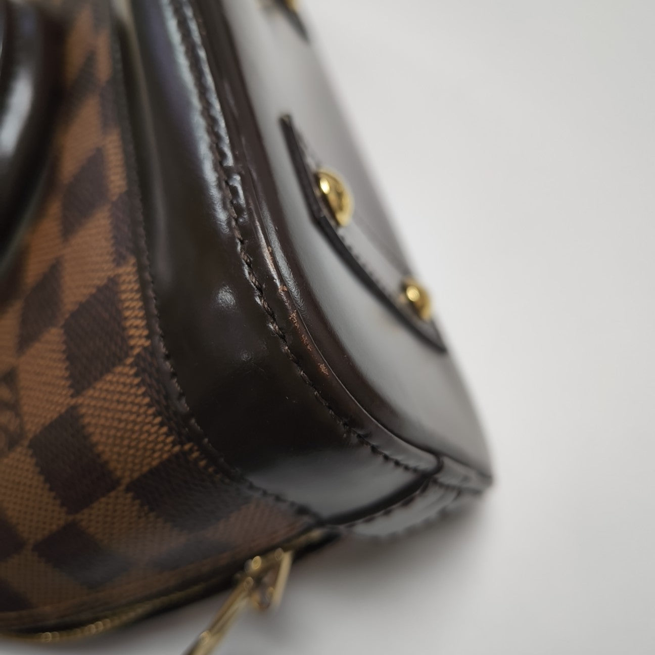 ALMA BB Damier Ebene Coated Canvas Brown