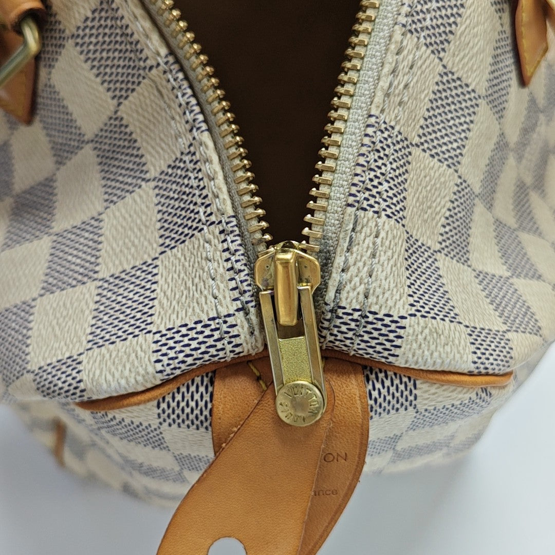 SPEEDY 30 Damier Azur Coated Canvas White
