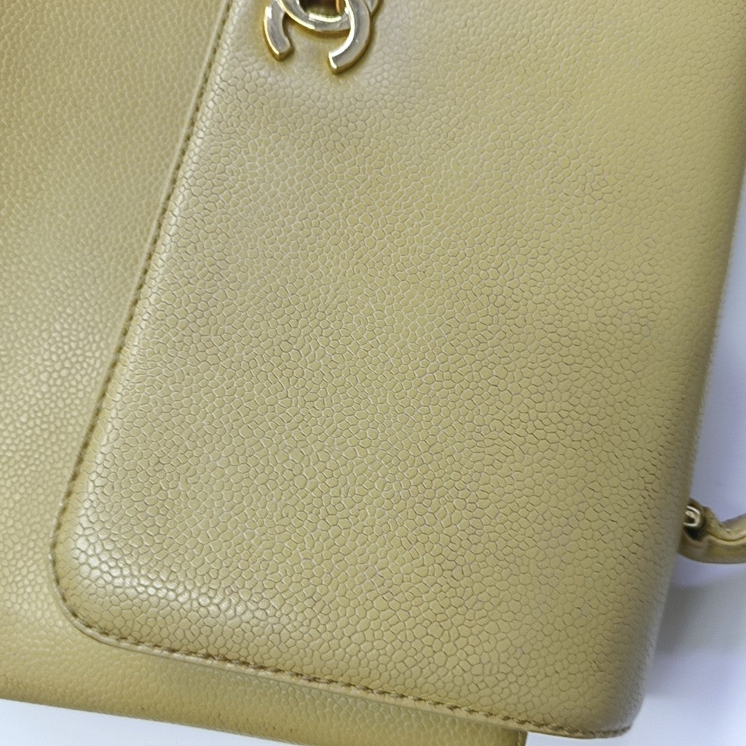 Quilted Calfskin Top Handle Bag Yellow