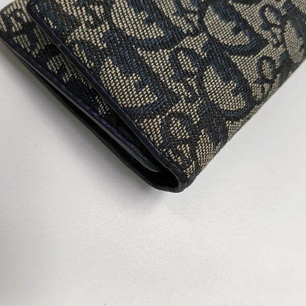 Oblique Coated Canvas Wallet Blue