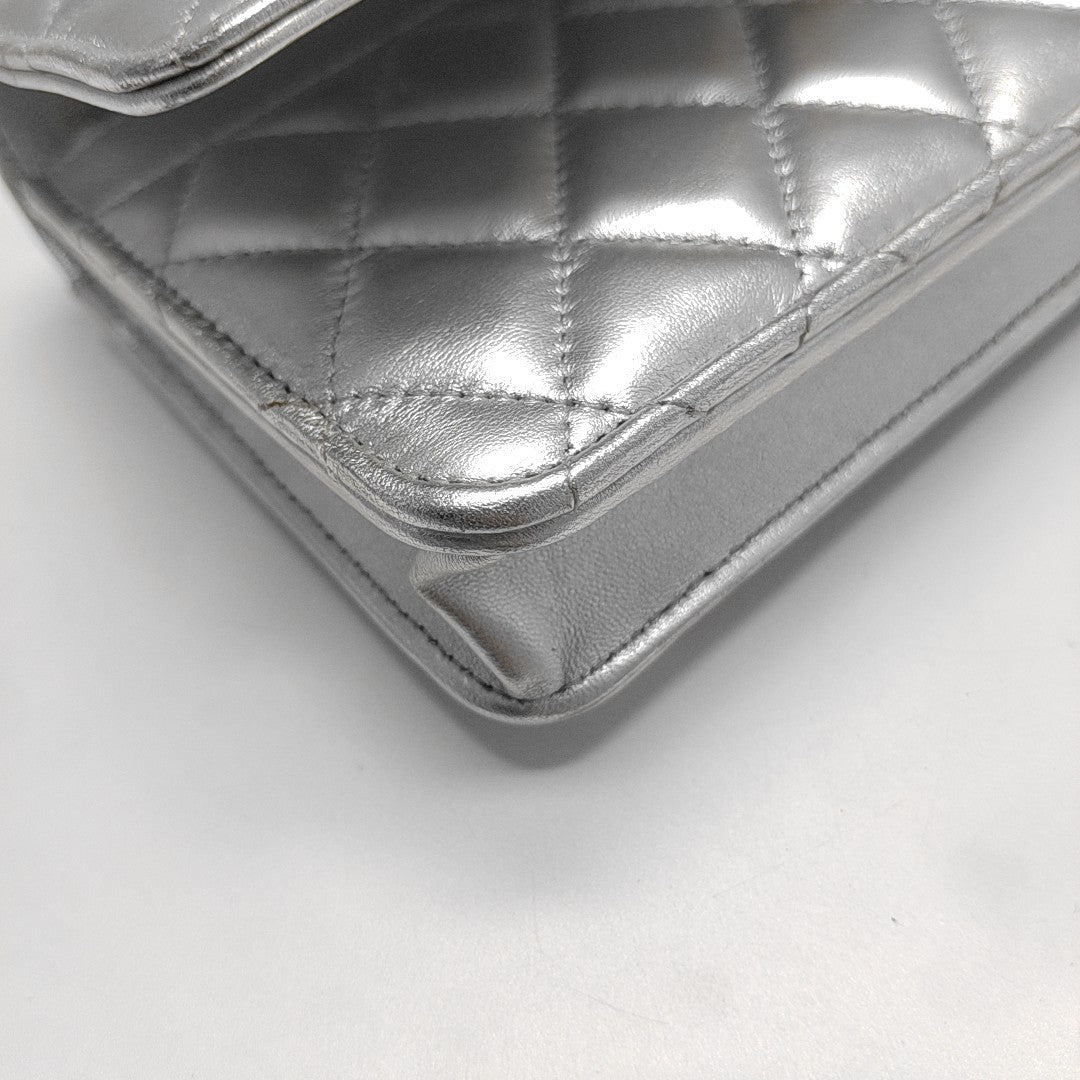 WOC Quilted Lambskin Silver