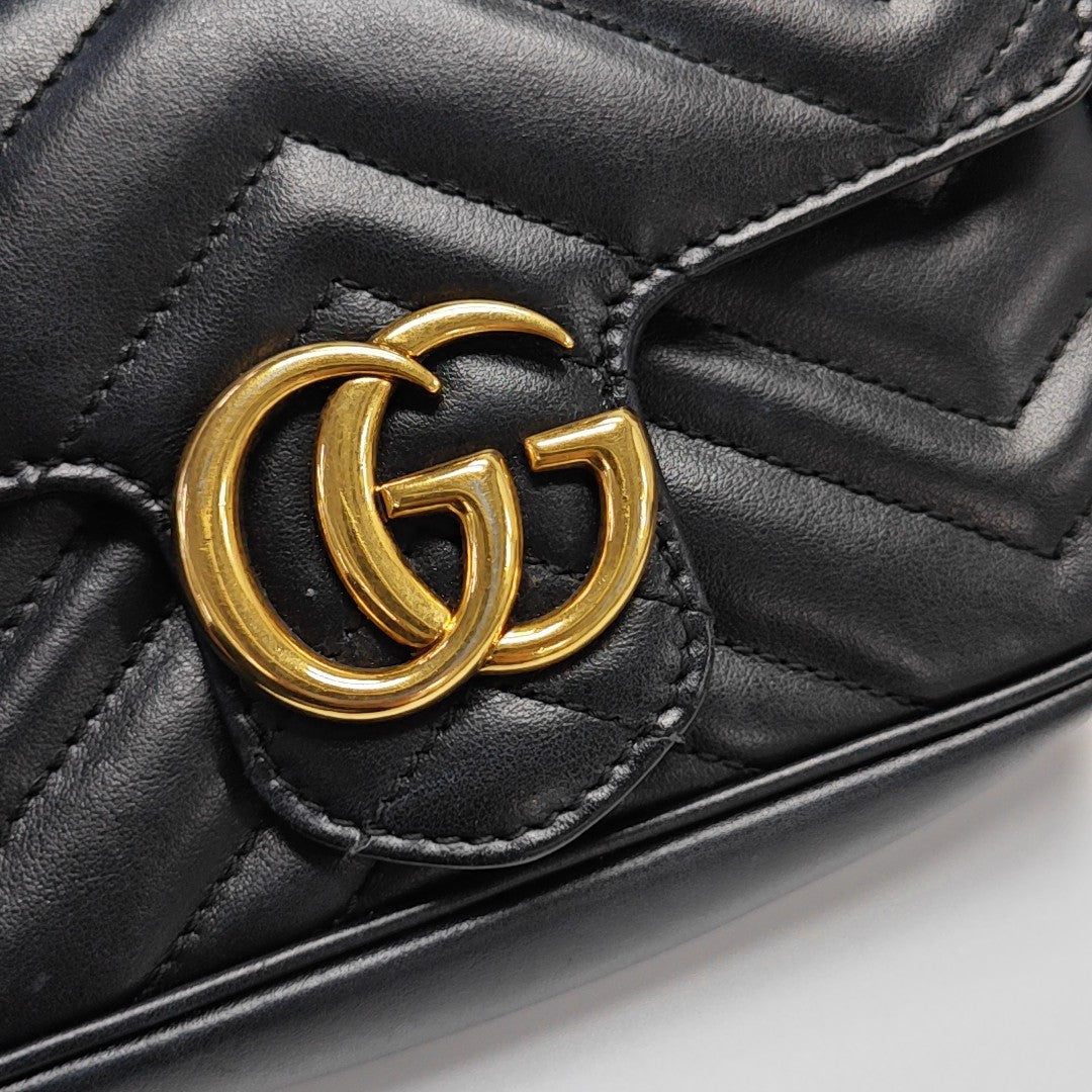 GG Marmont Mini Quilted Calfskin Black