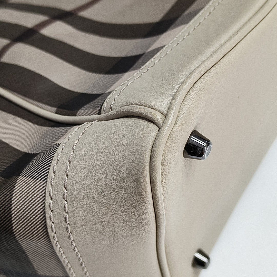 Coated Canvas Top Handle Bag Gray