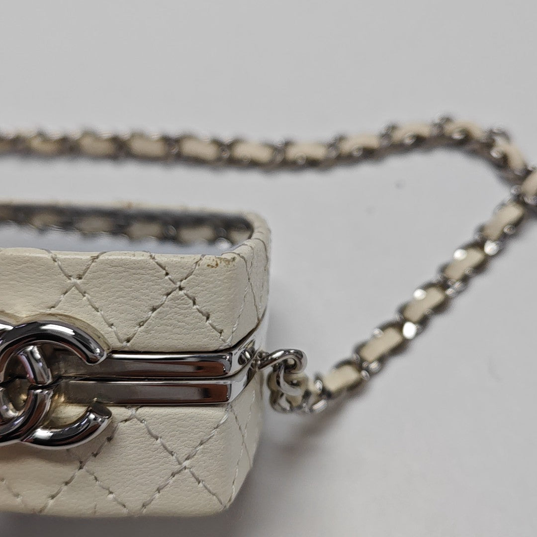Quilted Lambskin Shoulder Bag White