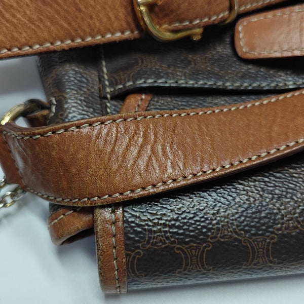 Coated Canvas Shoulder Bag Brown