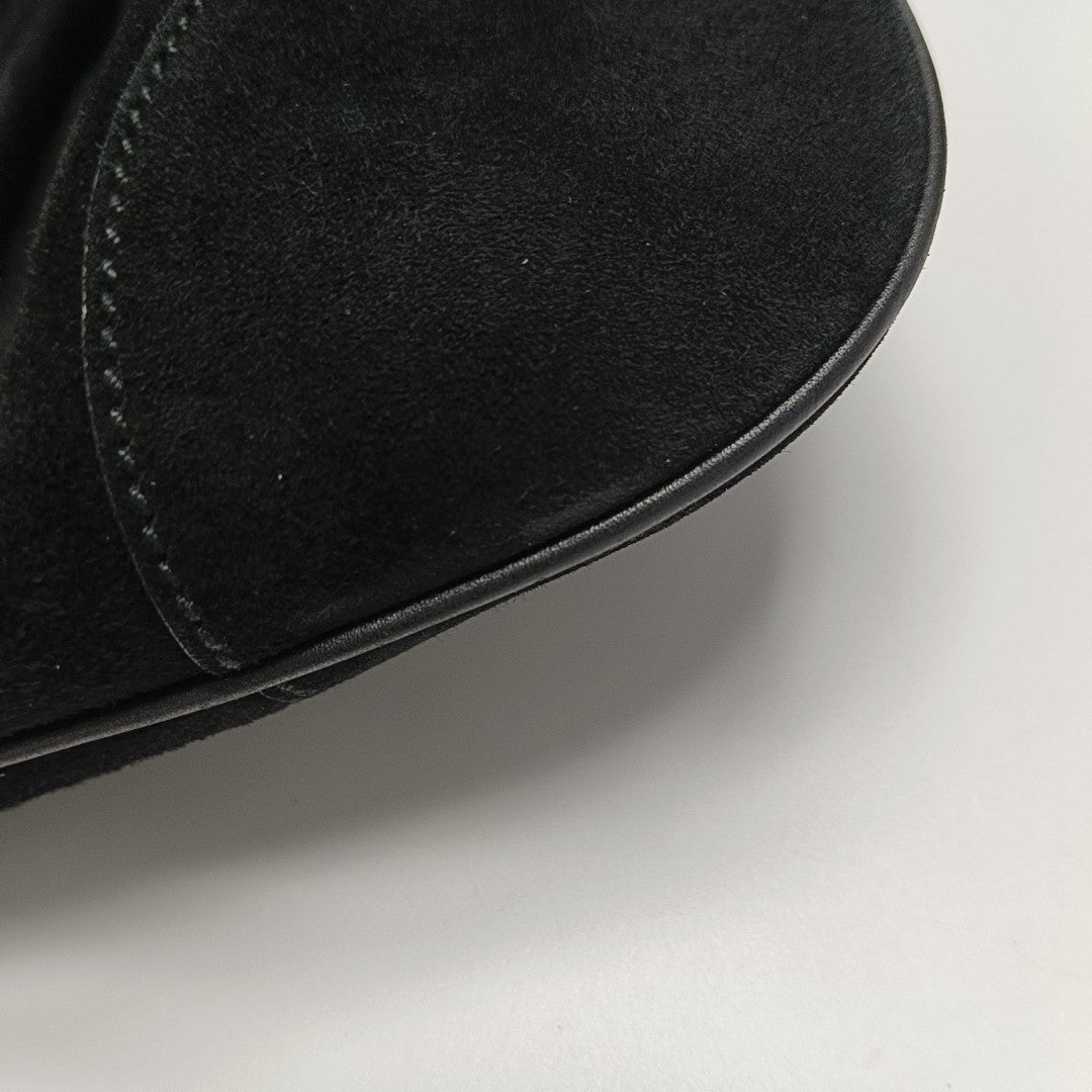 Suede Top Handle Bag Black