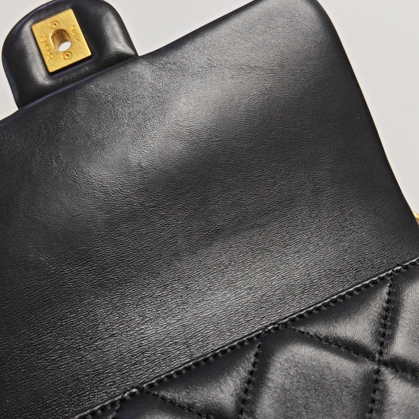 Quilted Calfskin Shoulder Bag Black