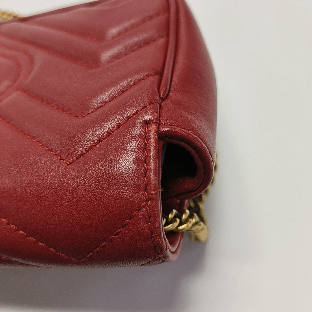 GG Marmont Mini Quilted Calfskin Red