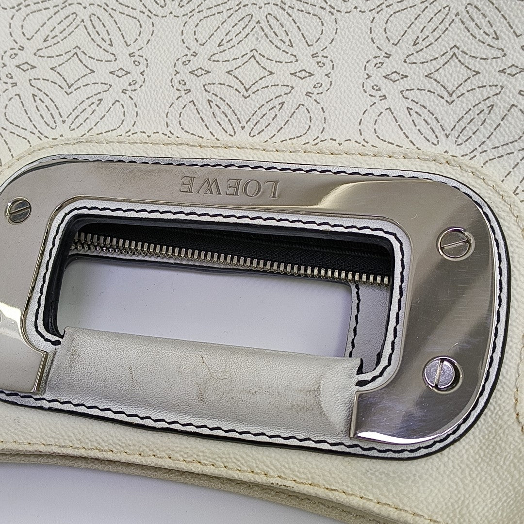 Monogram Calfskin Shoulder Bag White