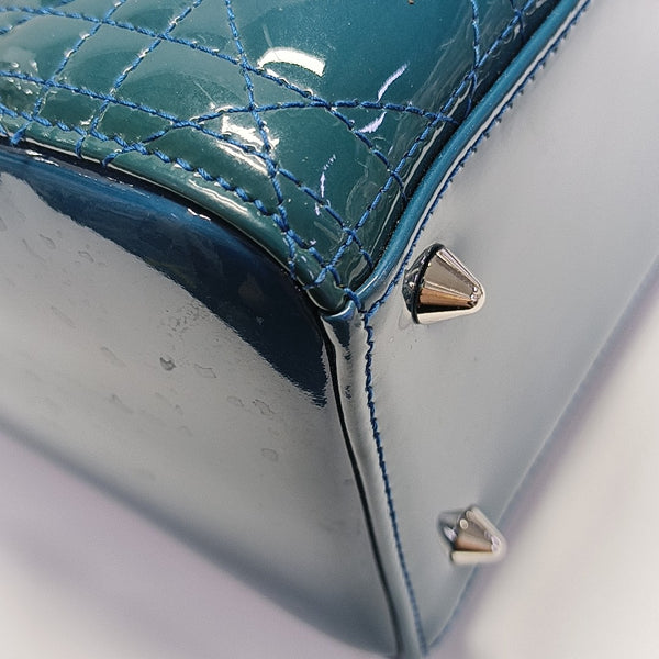 Lady Dior Medium Quilted Patent Leather Green