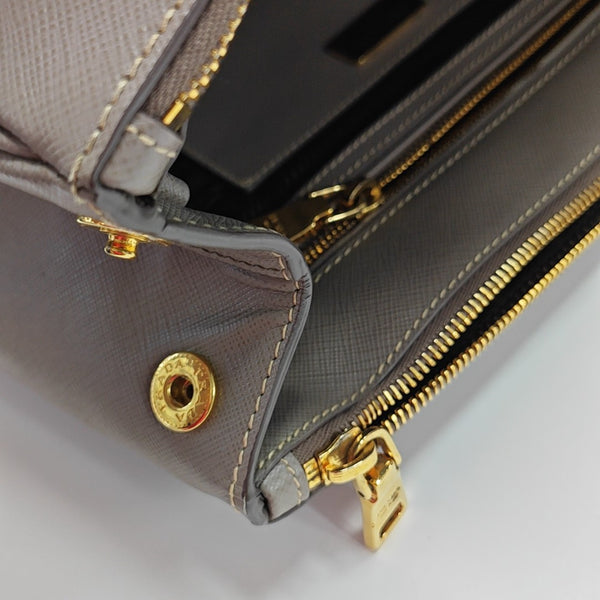 Galleria Large Saffiano Calfskin Gray
