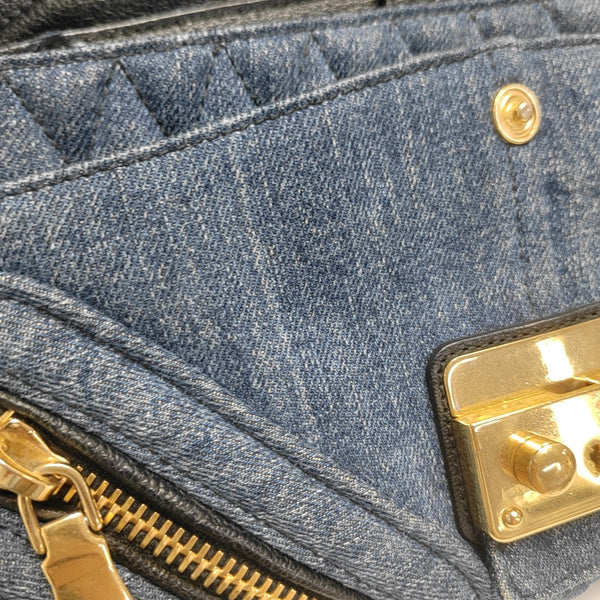 Quilted Denim Shoulder Bag Blue