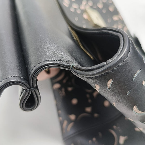 Leather Top Handle Bag Black