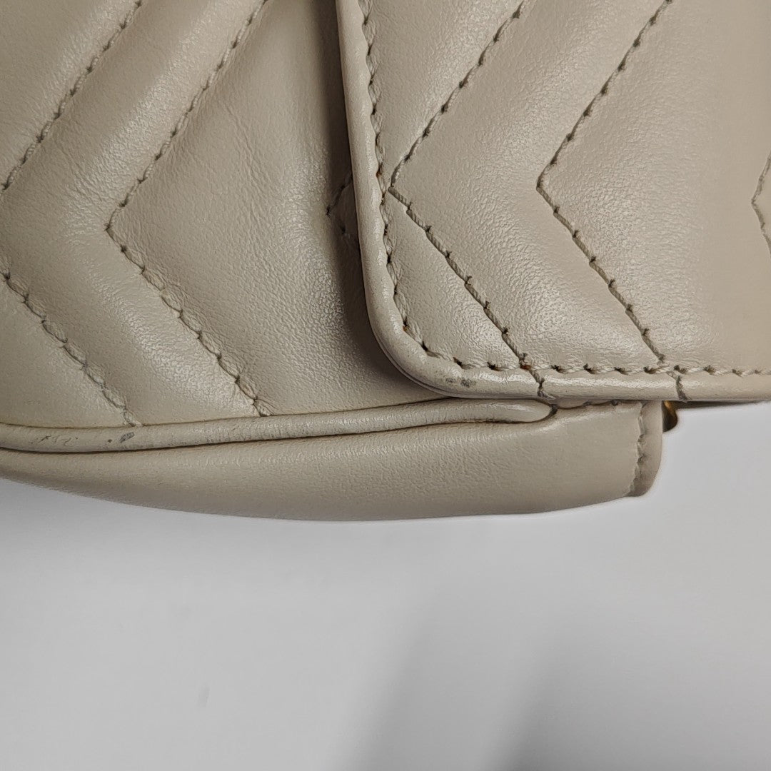 GG Marmont Mini Quilted Calfskin White