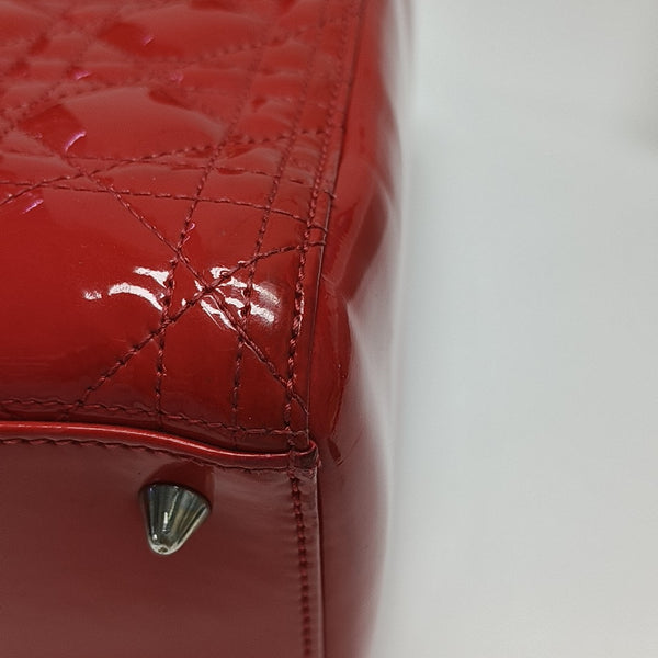 Lady Dior Medium Cannage Patent Leather Red