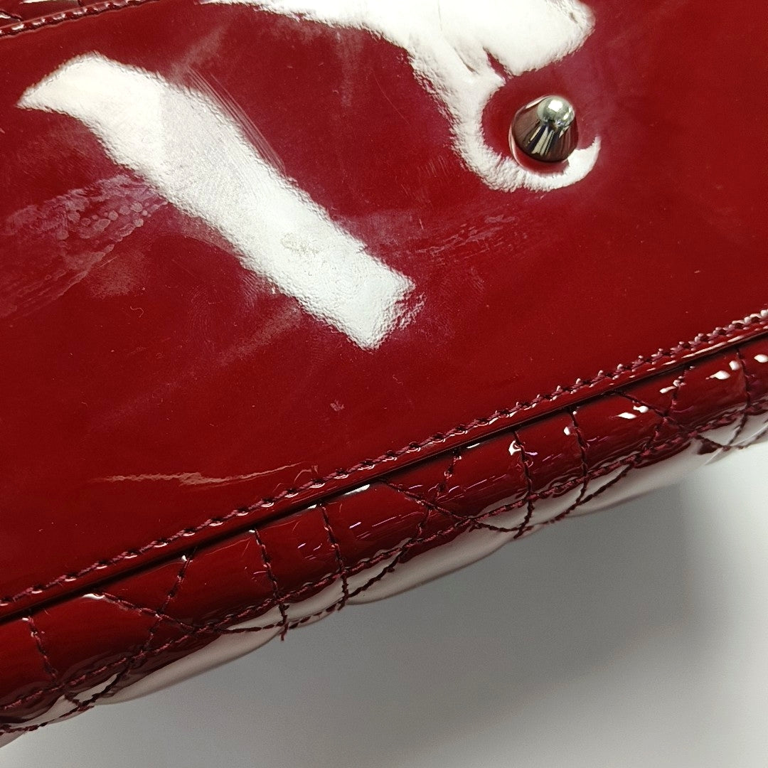 Lady Dior Large Cannage Patent Leather Red
