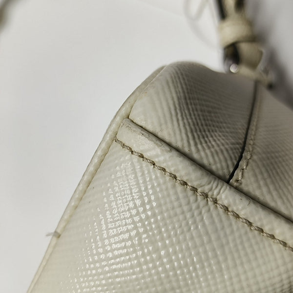 Saffiano Calfskin Shoulder Bag White