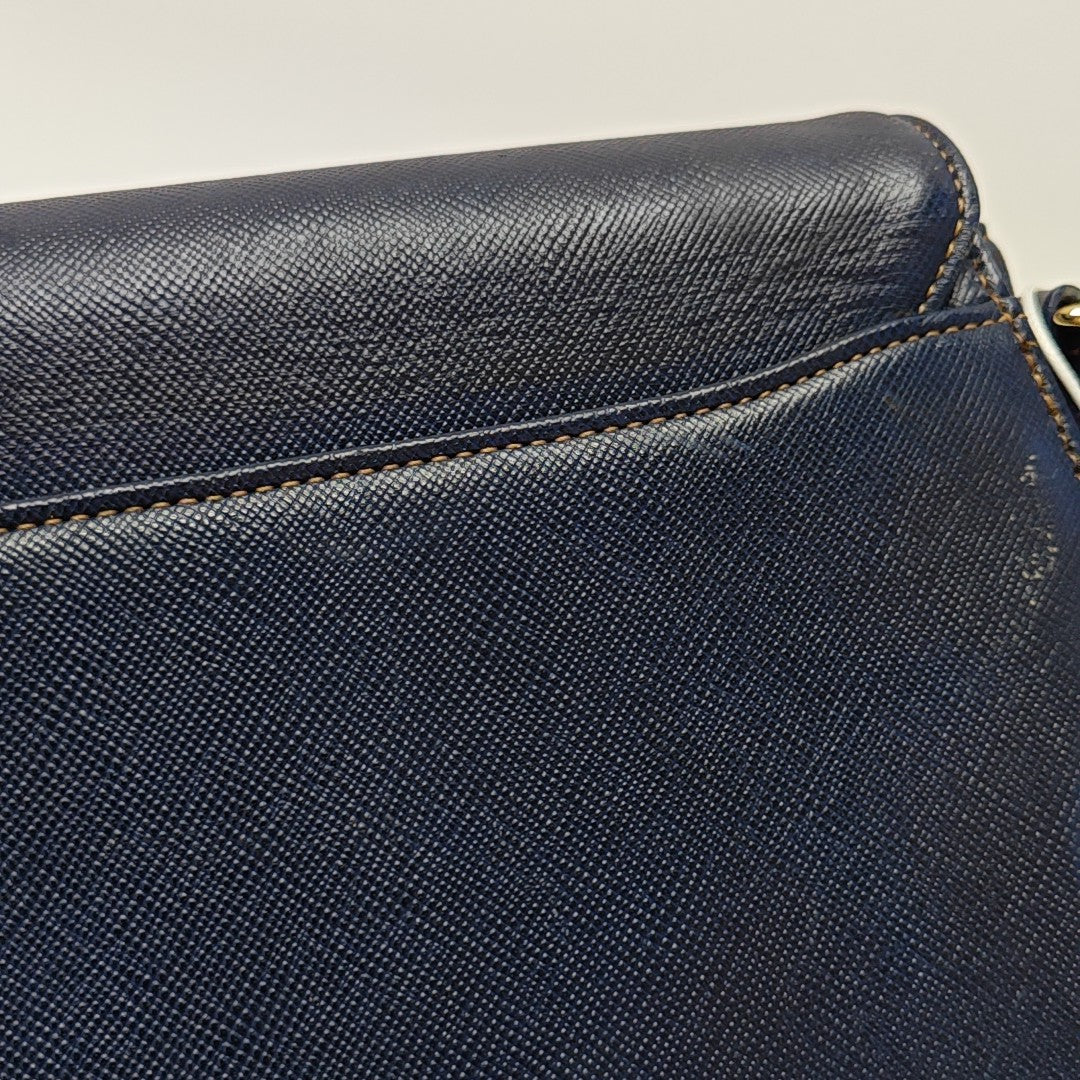 Leather Shoulder Bag Blue