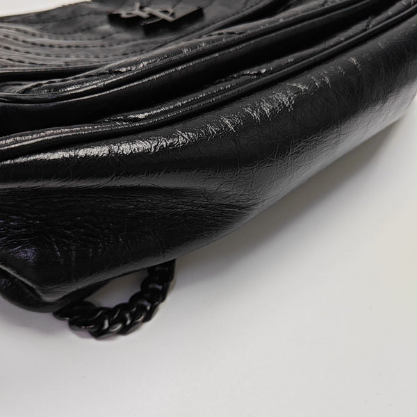 NIKI Medium Chevron Calfskin Black