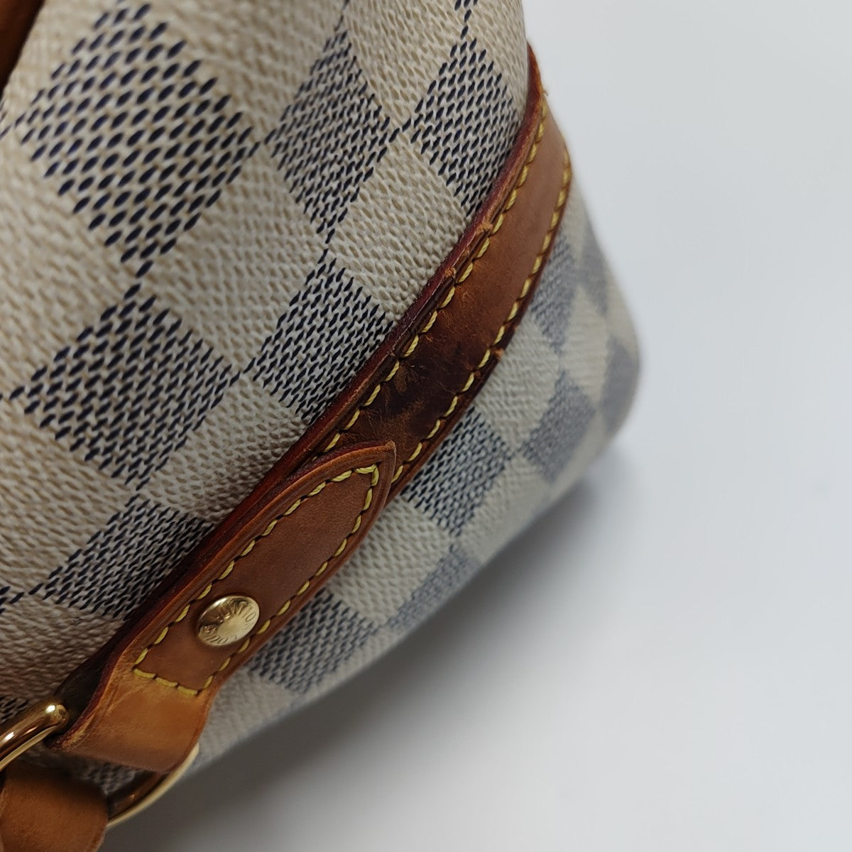 STRESA PM Damier Azur Coated Canvas White
