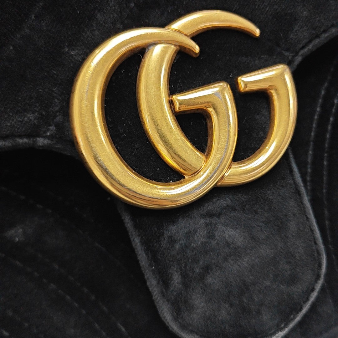 GG Marmont Medium Quilted Velvet Black