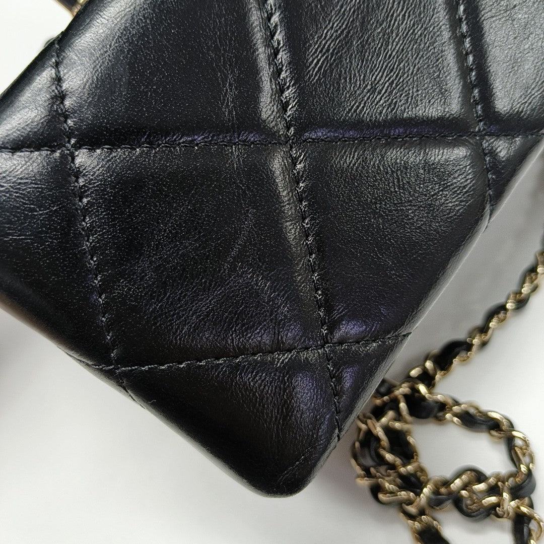Quilted Calfskin Shoulder Bag Black