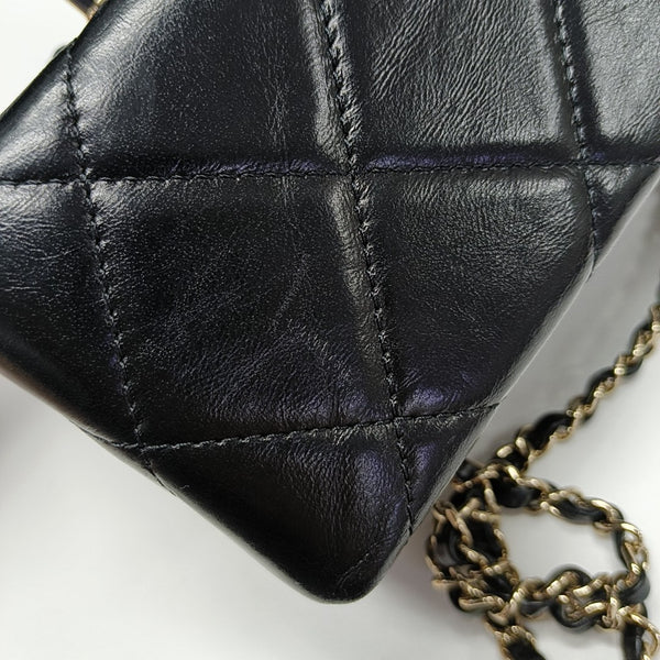 Quilted Calfskin Shoulder Bag Black