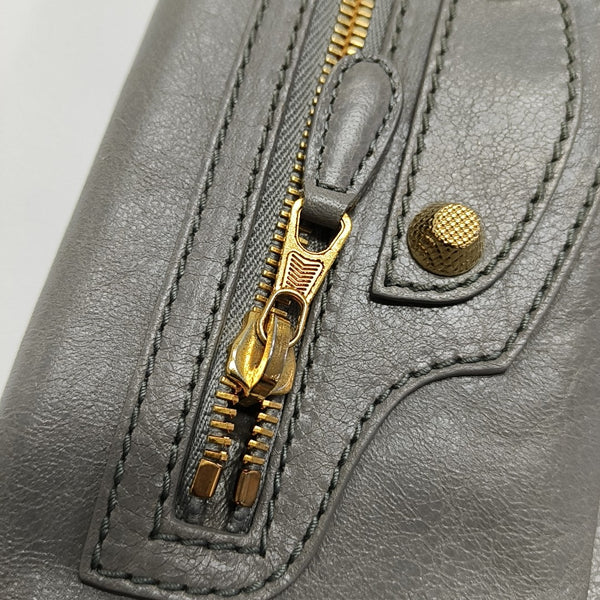 Classic Metallic Edge City Small Calfskin Gray