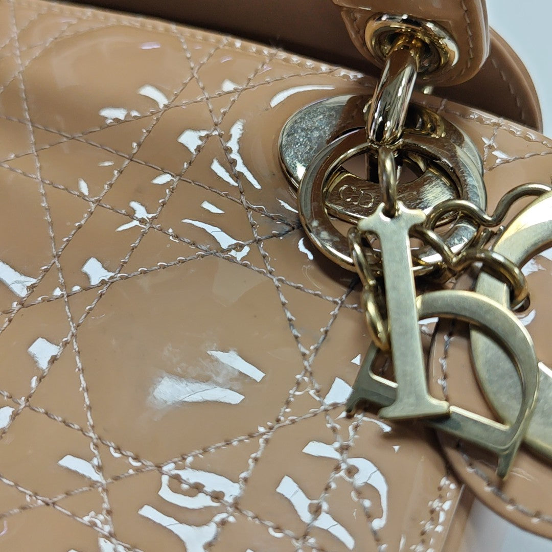 Lady Dior Mini Cannage Patent Leather Pink