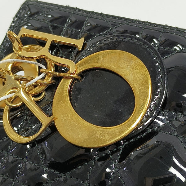 Lady Dior Medium Cannage Patent Leather Black