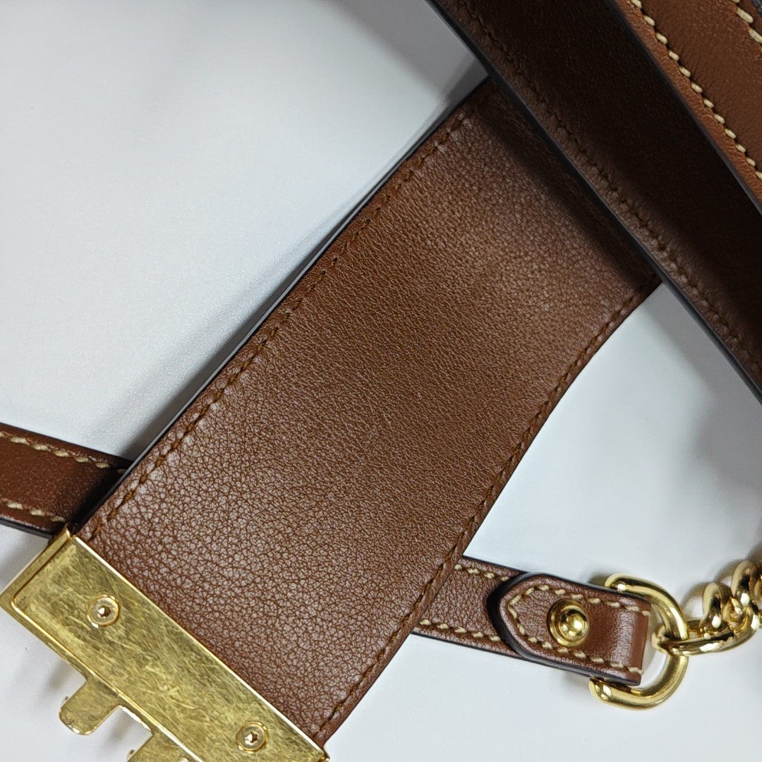 Padlock Medium Monogram Coated Canvas Beige