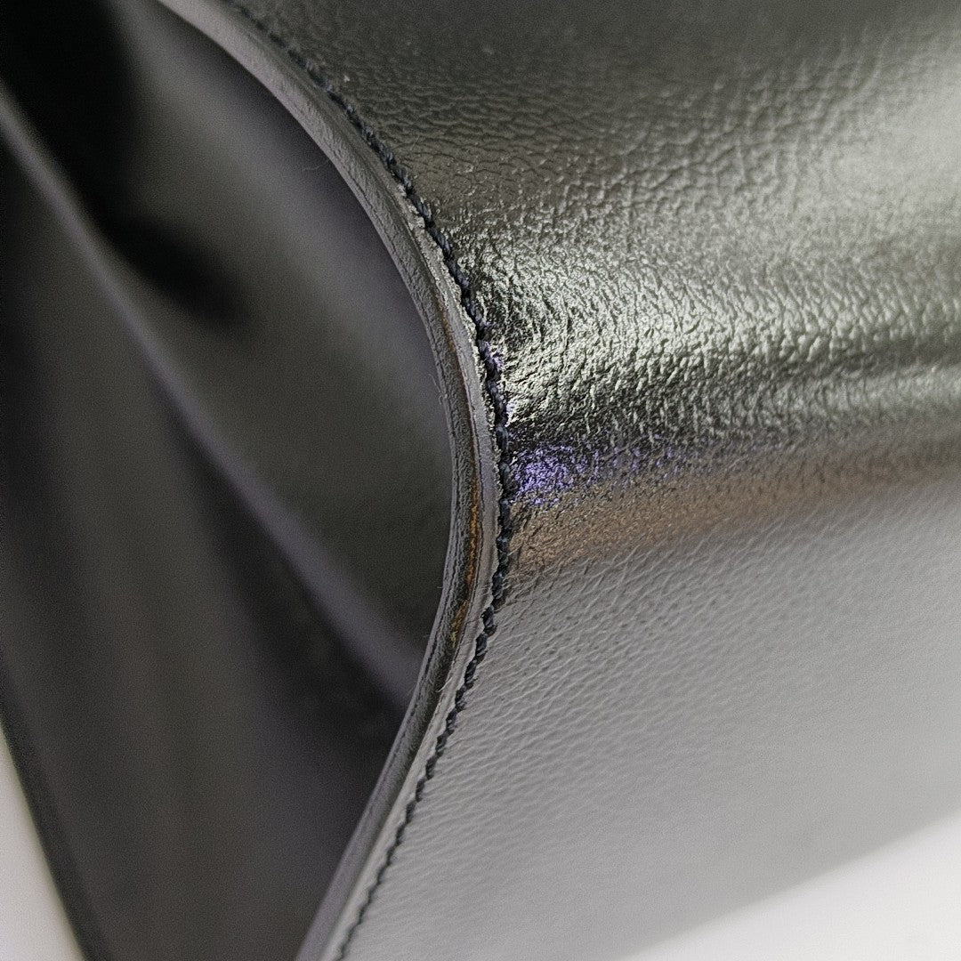 Calfskin Top Handle Bag Black